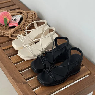Wedge Platform Twisted Strap Sandals