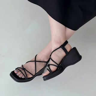 Wedge Platform Twisted Strap Sandals