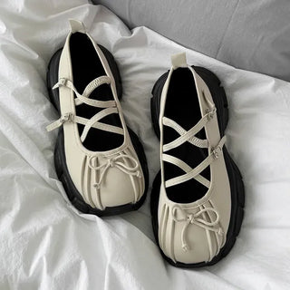 Ribbon Round-Toe Mary Jane Sneakers Platform Loafers