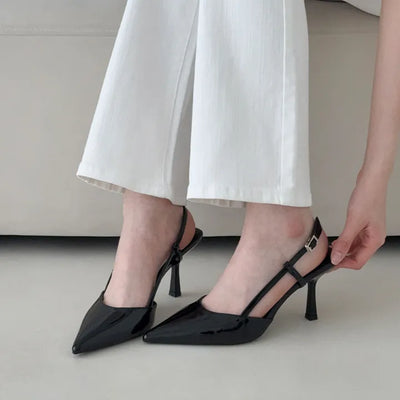 Patent Stiletto Buckle Strap Slingback High Heel Pumps