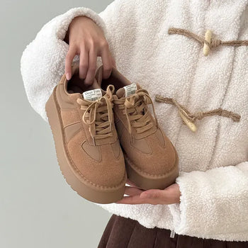 Round Toe Suede Casual German Army Platform Sneakers