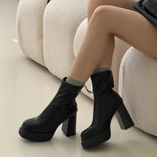 Platform Patent Leather Block Ankle Boots