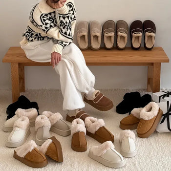 Platform Suede Shearling Fur Slippers & Moccasins UGG Slippers - 4 Ver.