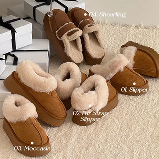 Platform Suede Shearling Fur Slippers & Moccasins UGG Slippers - 4 Ver.