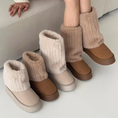 Suede Mink Fur Warmer Platform Short & Mid-Mid UGG Boots