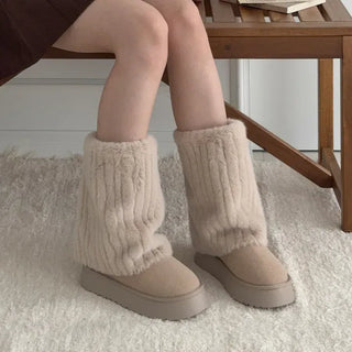 Suede Mink Fur Warmer Platform Short & Mid-Mid UGG Boots