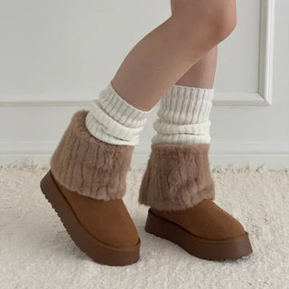Suede Mink Fur Warmer Platform Short & Mid-Mid UGG Boots