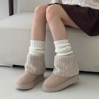 Suede Mink Fur Warmer Platform Short & Mid-Mid UGG Boots