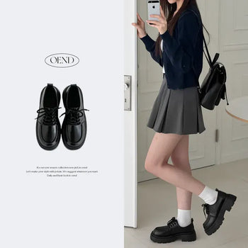 Round Oxford Lace-up Chunky Platform Loafers
