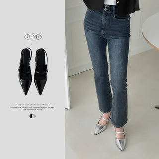 Stiletto Buckle Strap Kitten Heel Slingback Heel Shoes