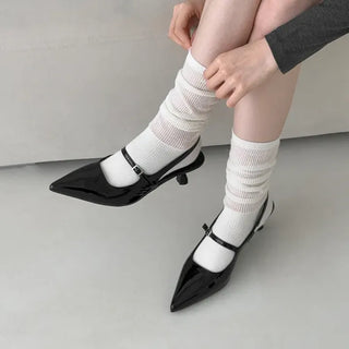 Stiletto Buckle Strap Kitten Heel Slingback Heel Shoes