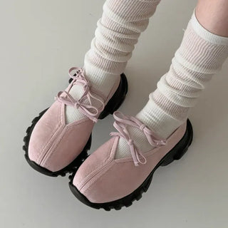 Suede Mary Jane Ribbon Sneakers Loafers