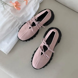Suede Mary Jane Ribbon Sneakers Loafers