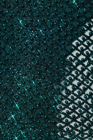 Embellished Bubble Hem Mini Dress in Teal Green