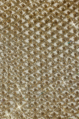 Embellished Low-Rise Mini Skirt in Gold