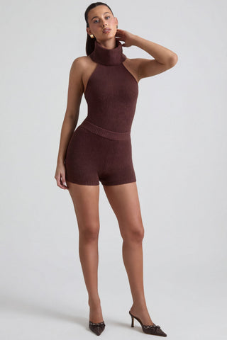 Ribbed-Knit Shorts in Espresso