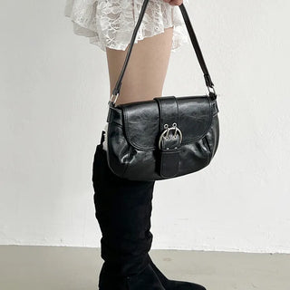 Vintage mood buckle shoulder bag