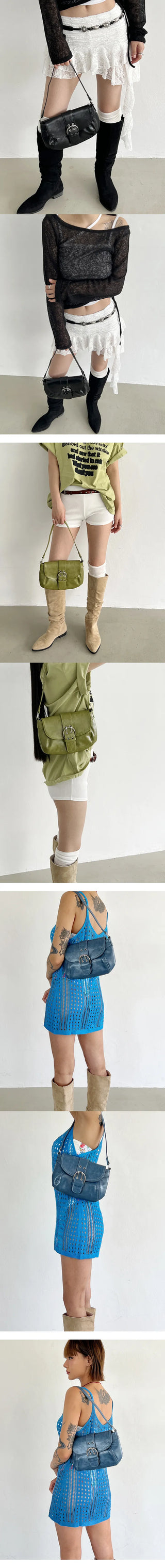 Vintage mood buckle shoulder bag