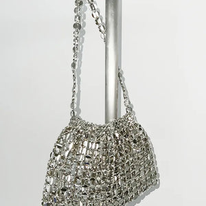 Metal silver shoulder bag