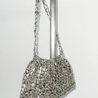 Metal silver shoulder bag