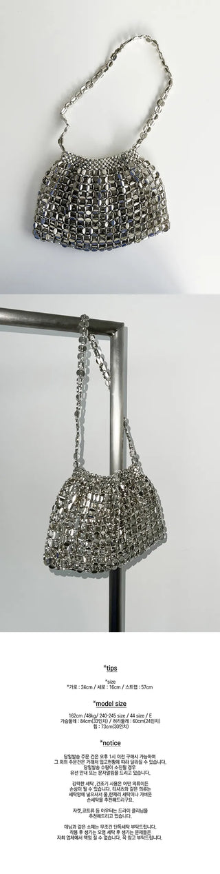 Metal silver shoulder bag