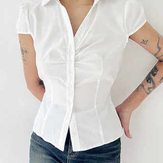 Strap short-sleeved shirt