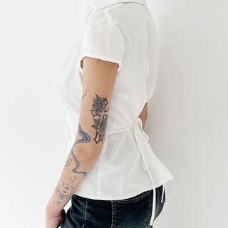 Strap short-sleeved shirt