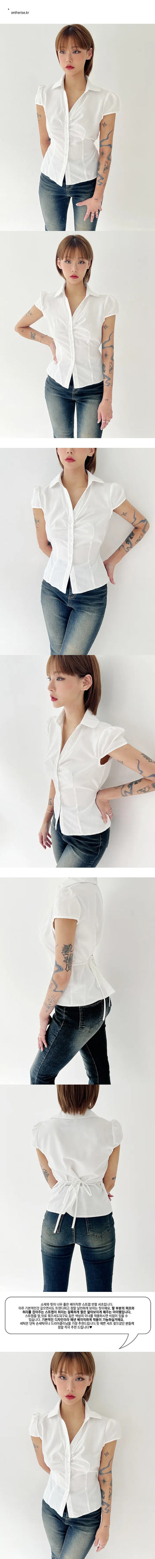 Strap short-sleeved shirt
