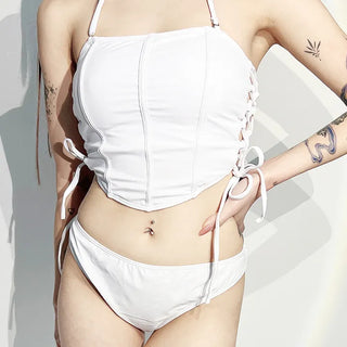 Corset Bikini White Water Bomb Summer Festival Bikini Body Cover Swimsuit Barf Photoshoot Barf Costume Bikini Body Profile