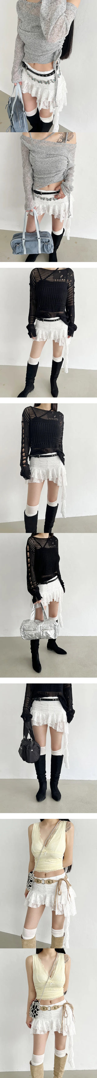 Lace-up ankle skirt