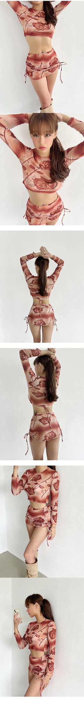 Brown Rose Two-Piece Bikini Set