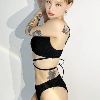 Long strap bikini black