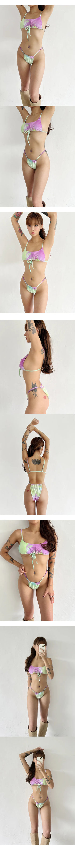 Flare tie-dye shirring bikini set