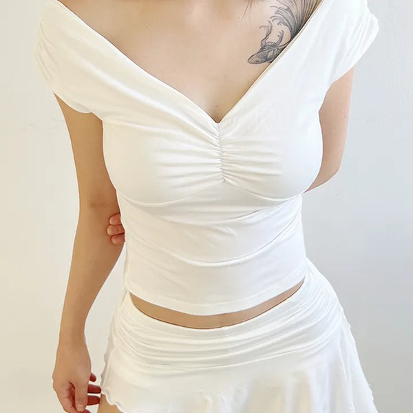 White off-shoulder t-shirt