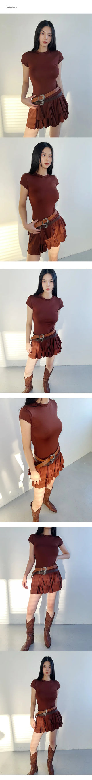 Brown Frill Mini Dress