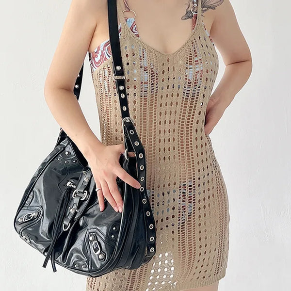 Layered knit one-piece