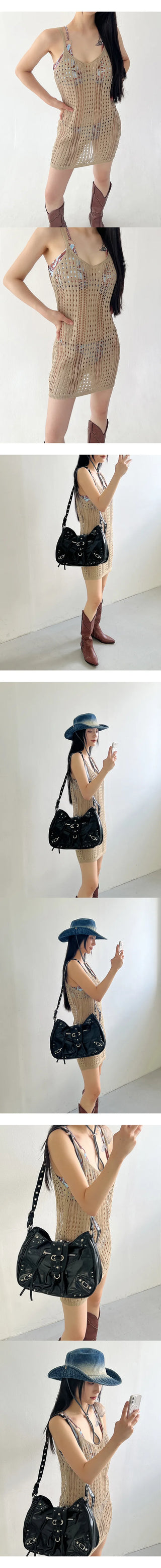 Layered knit one-piece