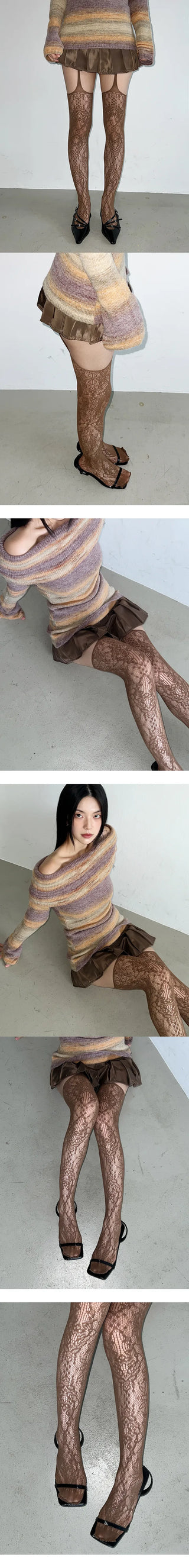 Lace garter belt stockings