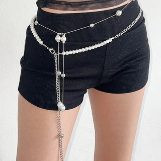 Mixed pearl chain belt