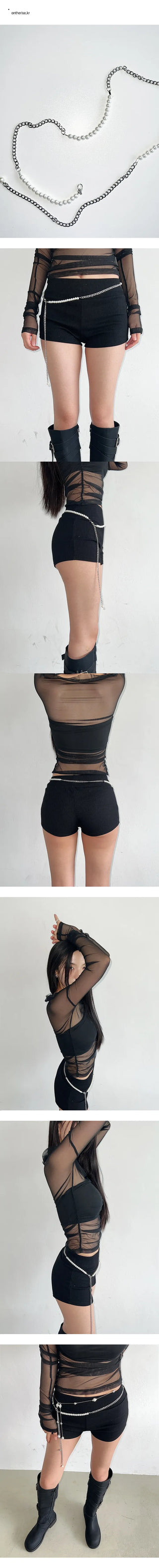 Mixed pearl chain belt