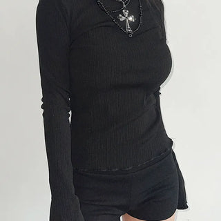 Pleated black t-shirt