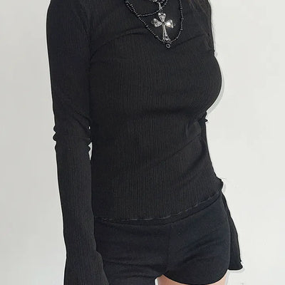 Pleated black t-shirt