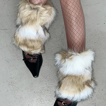 Mixed Brown Short Leg Warmers