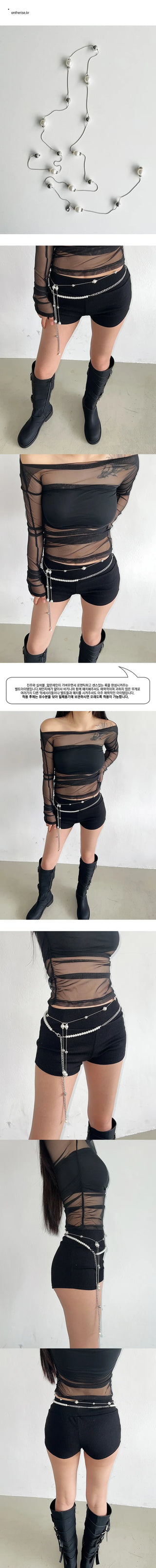 Silver ball pearl skinny belt