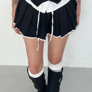 Casual ballet core pleated skirt in