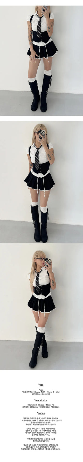 Casual ballet core pleated skirt in