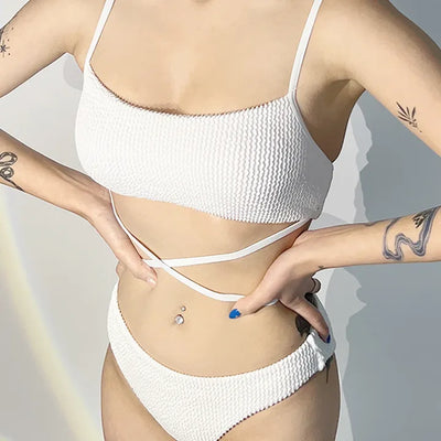 Long strap bikini white