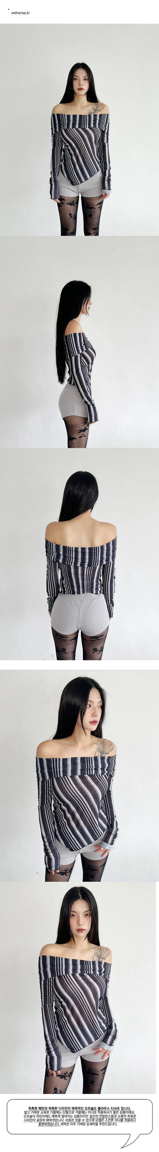 Modern striped off-shoulder blouse