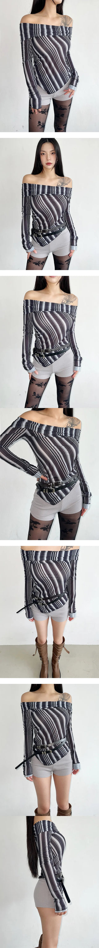 Modern striped off-shoulder blouse