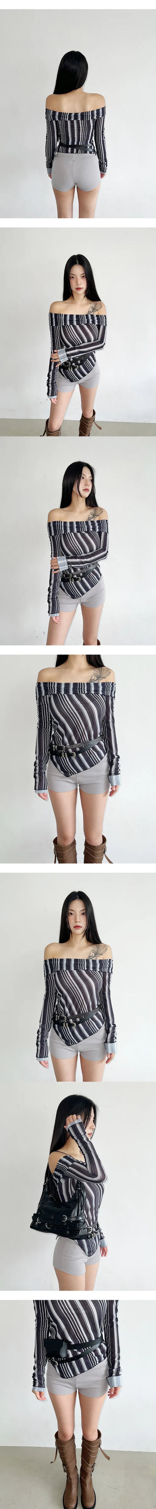 Modern striped off-shoulder blouse